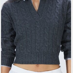 Sunday Best Dark Gray V-Neck Sweater wool blend‎